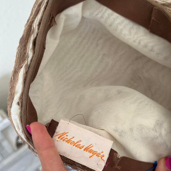 Nicholas Ungar Beige Ribbon Swirl Hat 1950s Sculptural Layered Design - Picture 3 of 3